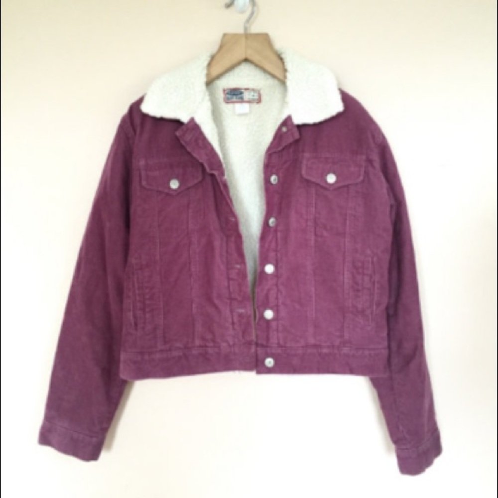 Old Navy VINTAGE Corduroy Magenta Sherpa Jacket