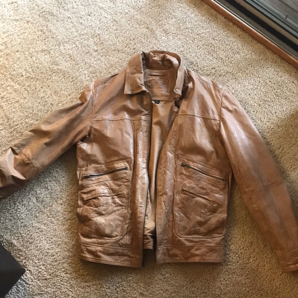 Leather bomber jacket