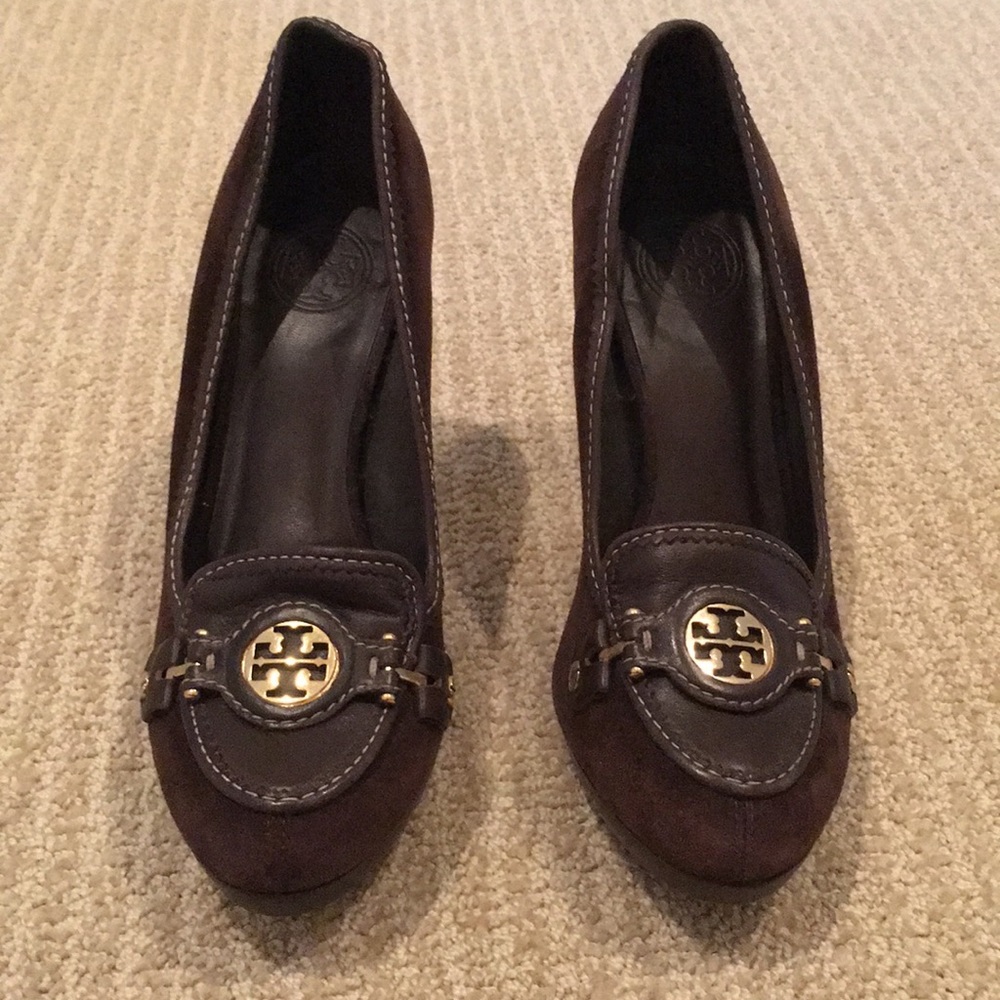 Tory Burch brown suede and leather pumps 6.5 /36.5