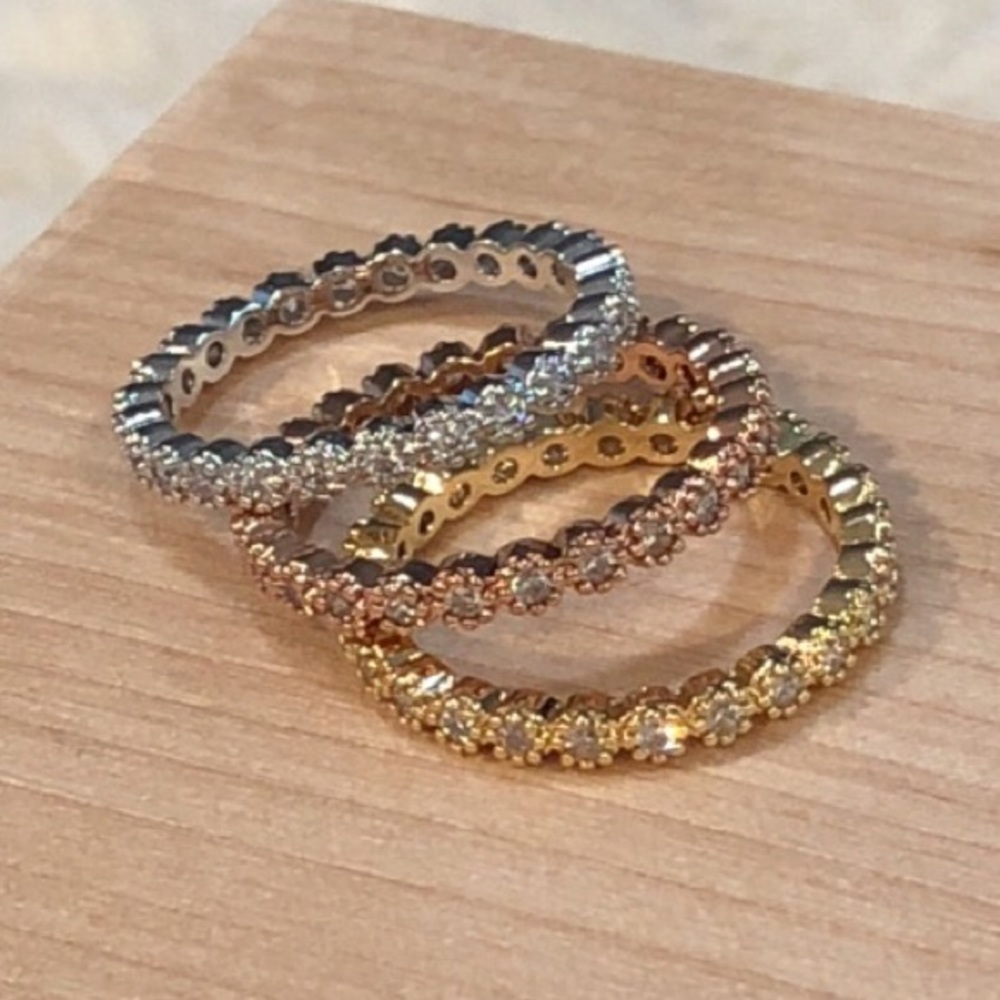 3 ring set- gold silver and rose gold tones - Picture 1 of 4