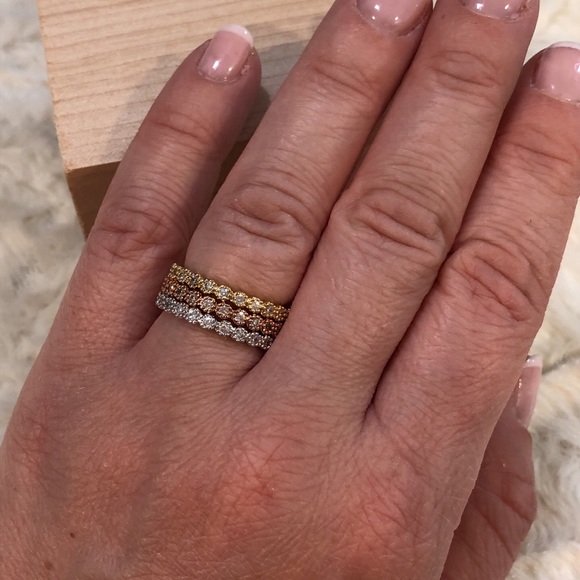 3 ring set- gold silver and rose gold tones - Picture 2 of 4