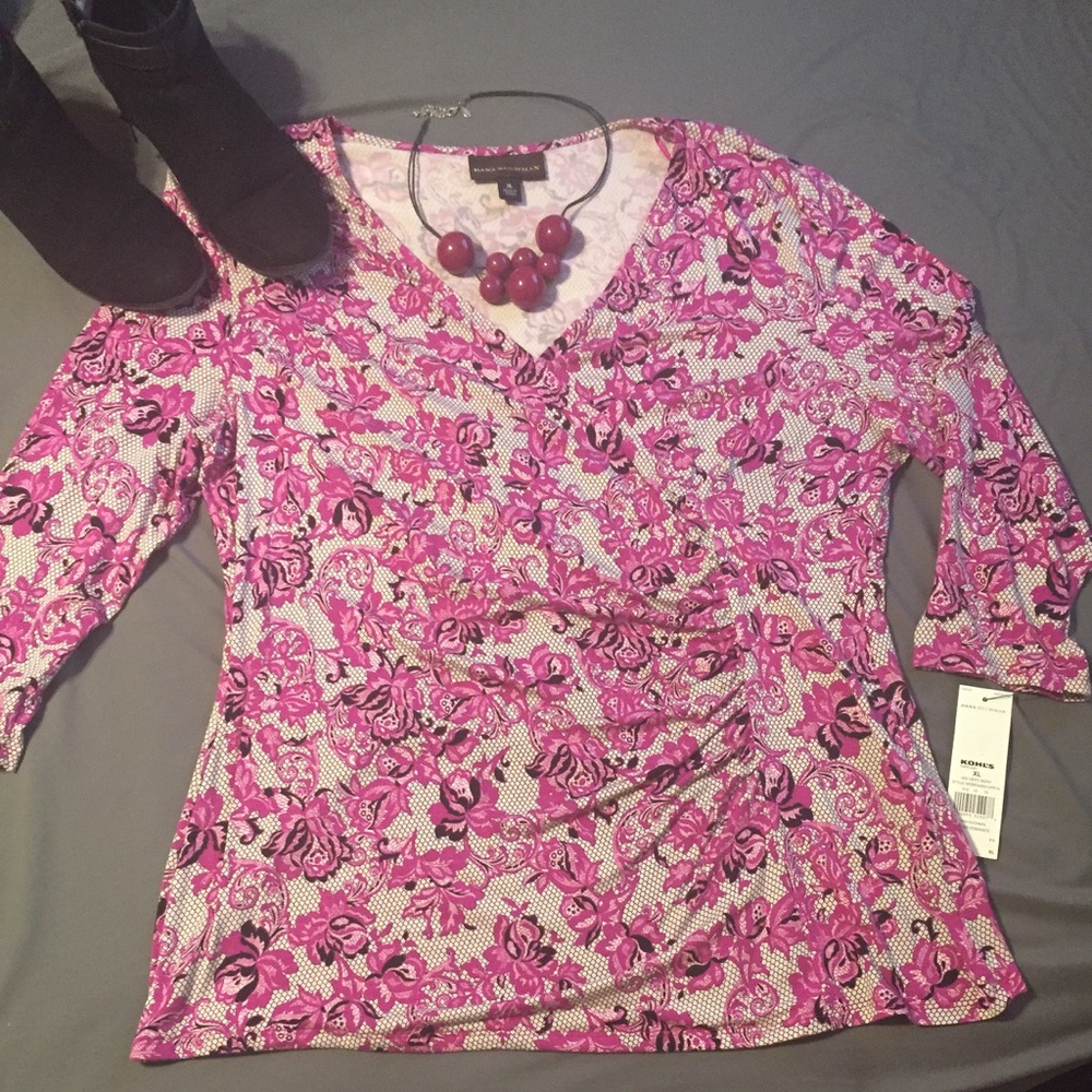 Dana Buchman faux wrap front blouse-XL