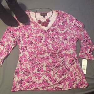 Dana Buchman faux wrap front blouse-XL