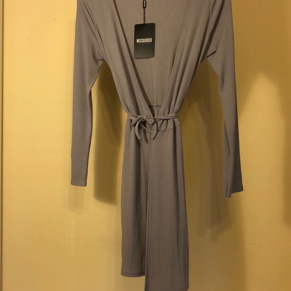 Gray mini wrap dress