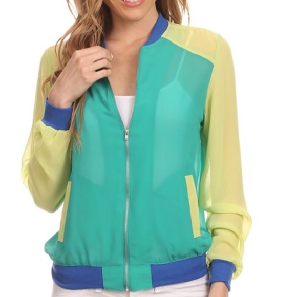 Sexy Shear Color Block Bombers Jacket - Picture 3 of 6