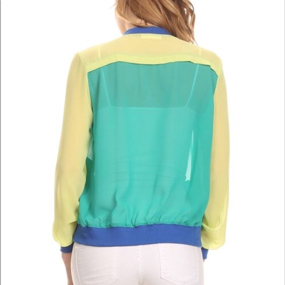 Sexy Shear Color Block Bombers Jacket - Picture 4 of 6