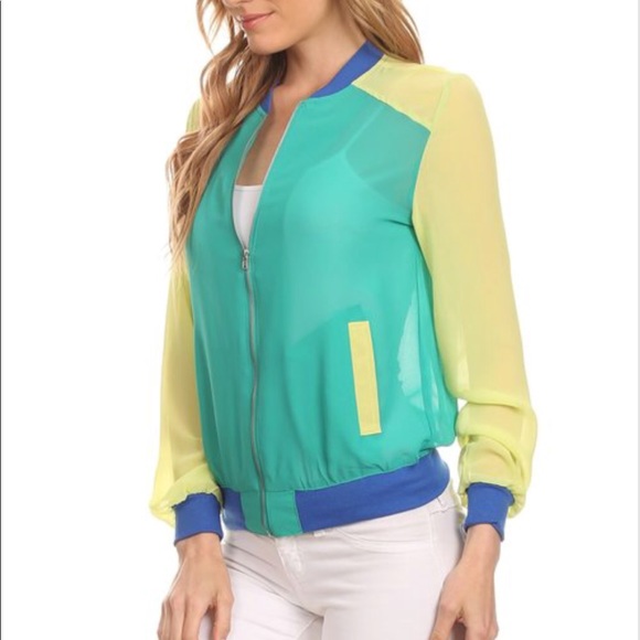Sexy Shear Color Block Bombers Jacket - Picture 5 of 6