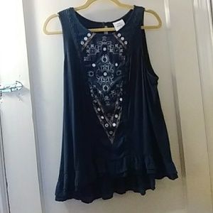 Teal Embroidered Top