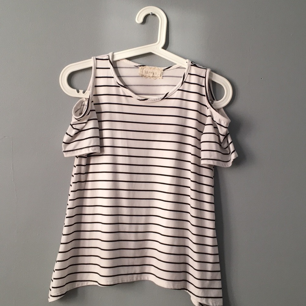 Off the Shoulder Striped Tee