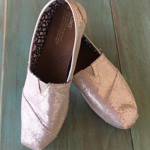 Silver Sparkling Tom's Shoes