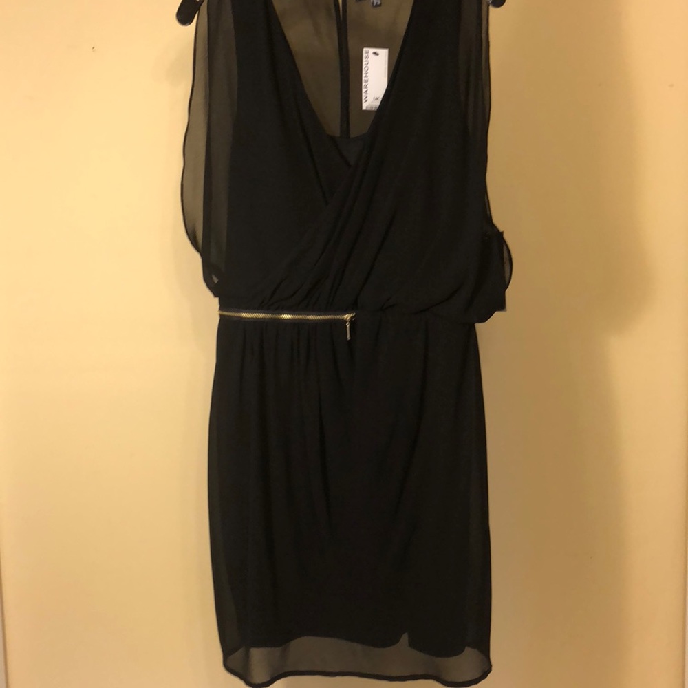 Zip detail draped cocktail dress