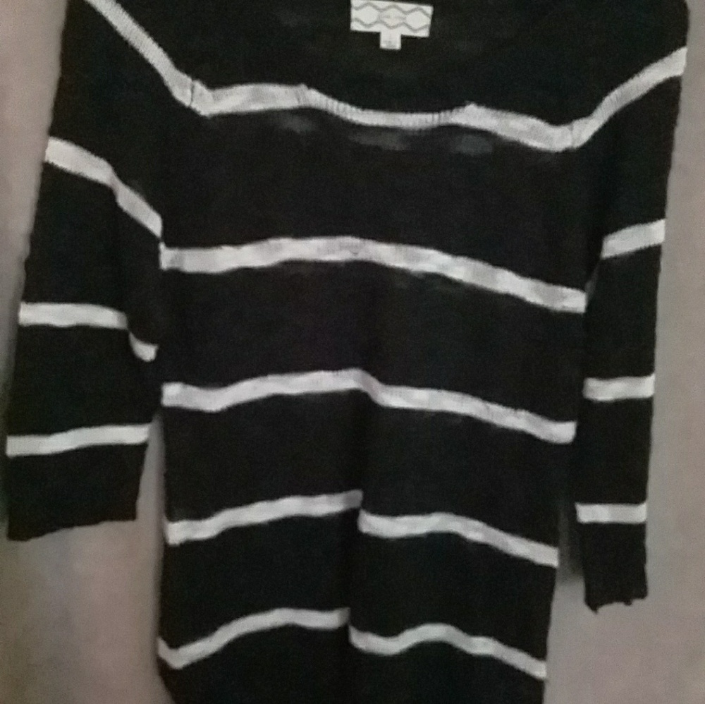 Striped Sweater With 3/4 Sleeves
