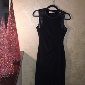 Calvin Klein Black  dress / Vegan leather trim