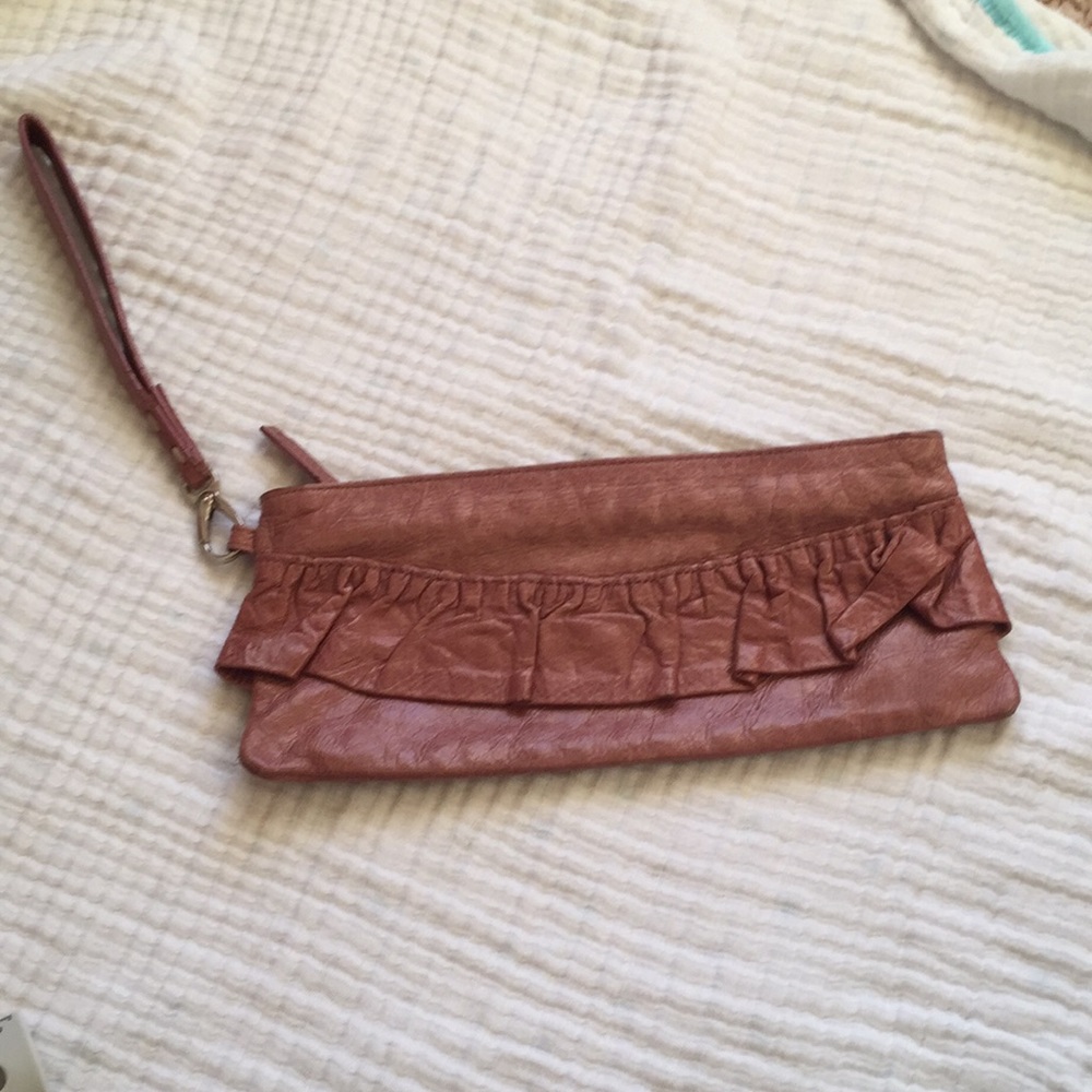Rose-colored Leather Wristlet