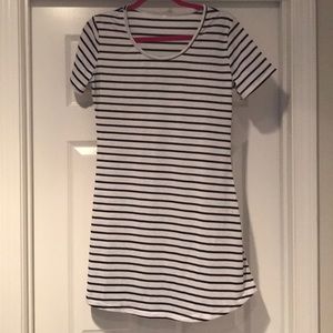 Striped T-Shirt Dress, Black and White, Size Large