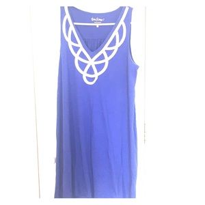 Royal blue knit dress with neck detail