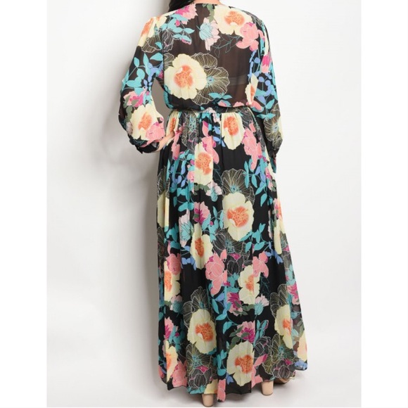 🎉HOST PICK🎉 Floral Sheer Long Sleeve Maxi Dress - Picture 2 of 6