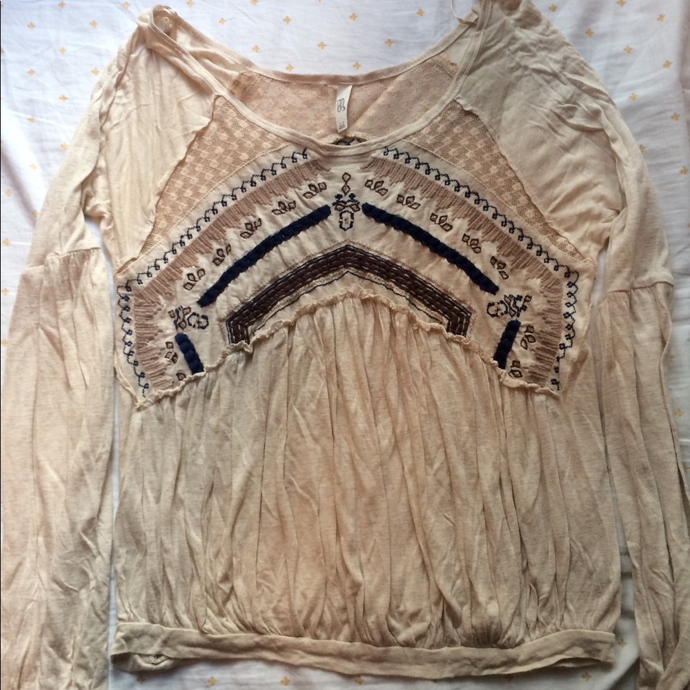 Free People Embroidered Flowy Top