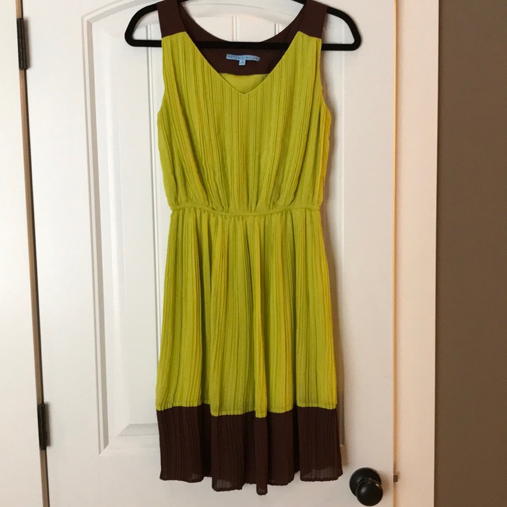 Lime green and brown Antonio Melani dress