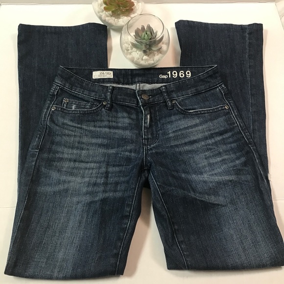 GAP 1969 dark wash boot cut leg jeans Sz 00 - Picture 6 of 7