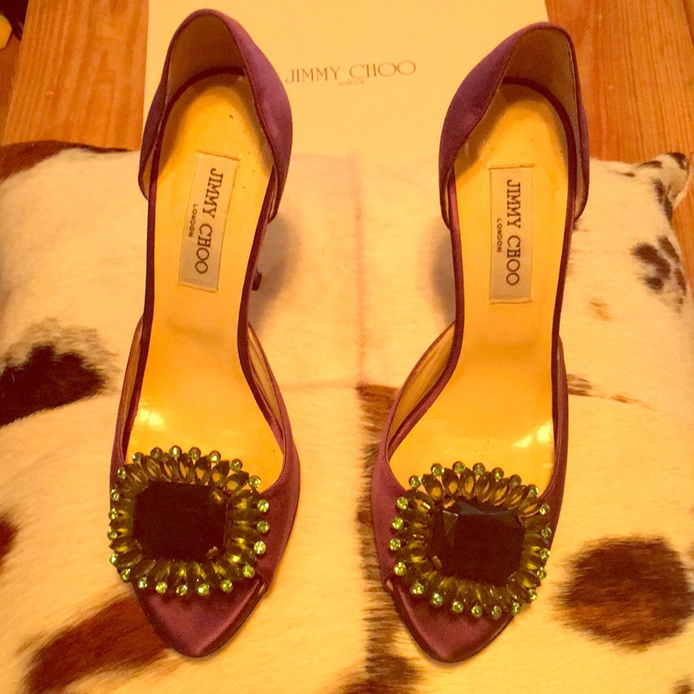 Jimmy choo purple satin stilettos