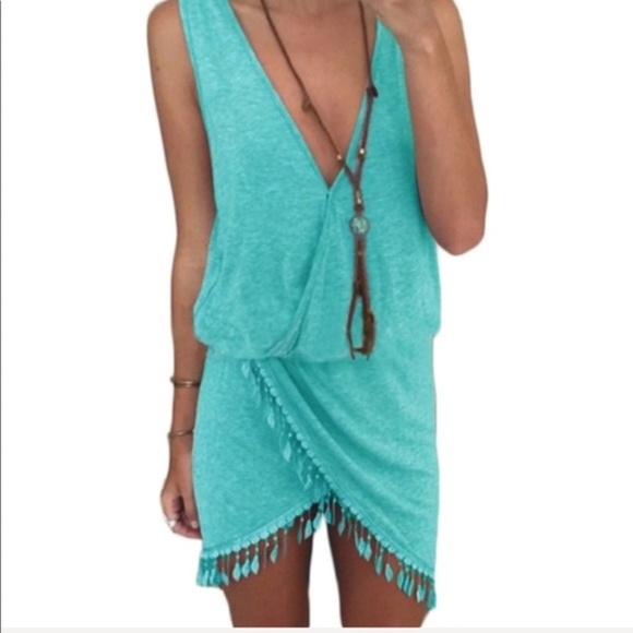 Fringe Summer Wrap Beach Dress Swim Coverup NWT - Picture 6 of 7