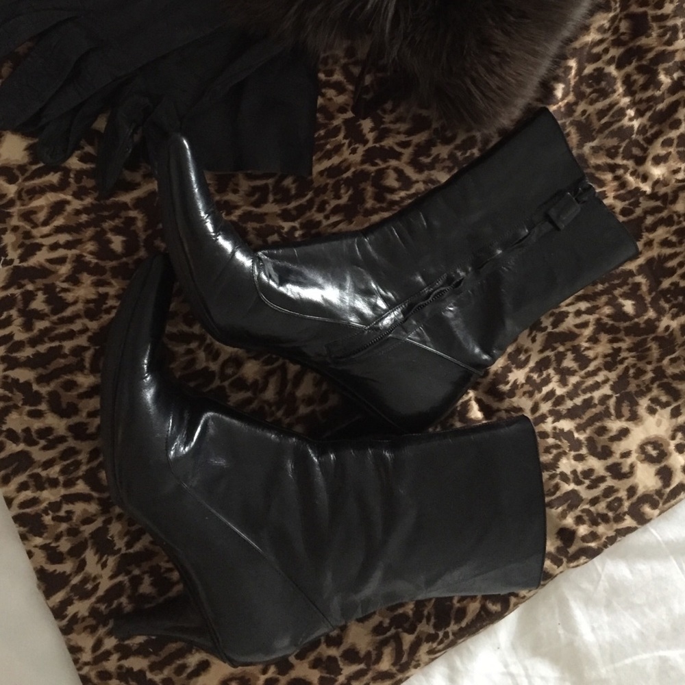 Costume National Black short boots.