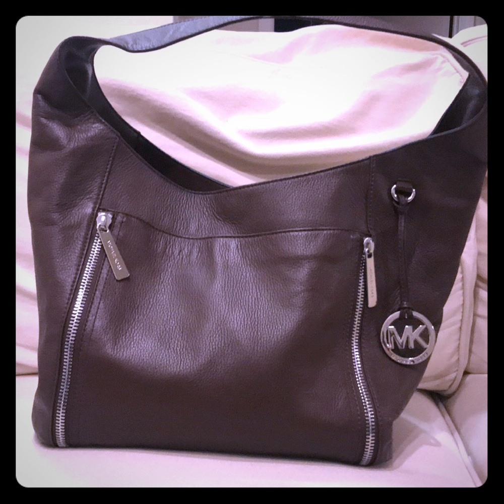 Chocolate brown soft leather Michael Kors hobo