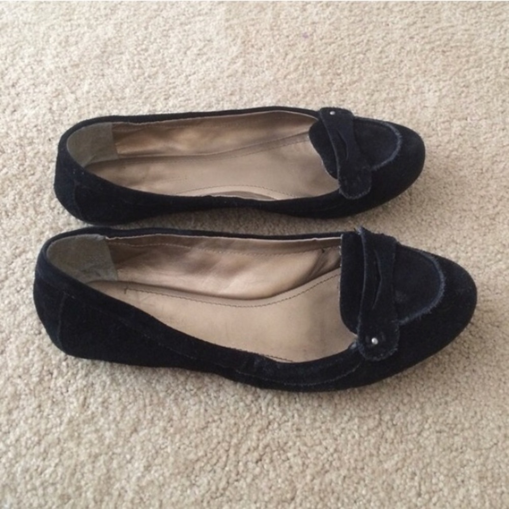 BCBGeneration Black Suede Penny Loafers Sz 8