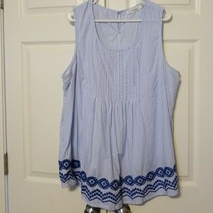 Blue and white striped top