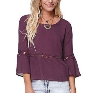 LA Hearts Boho 3/4 Sleeve Crochet Top