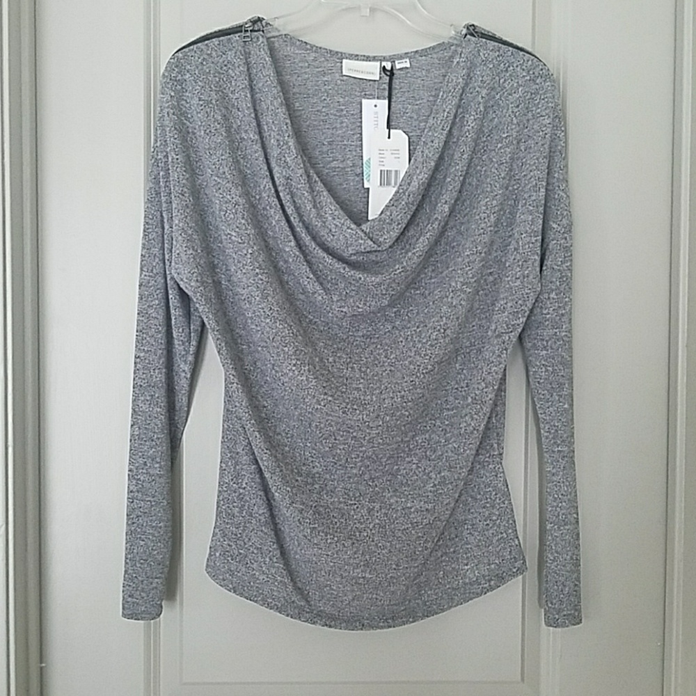 Justina Cowl Neck Zip Detail Knit Top