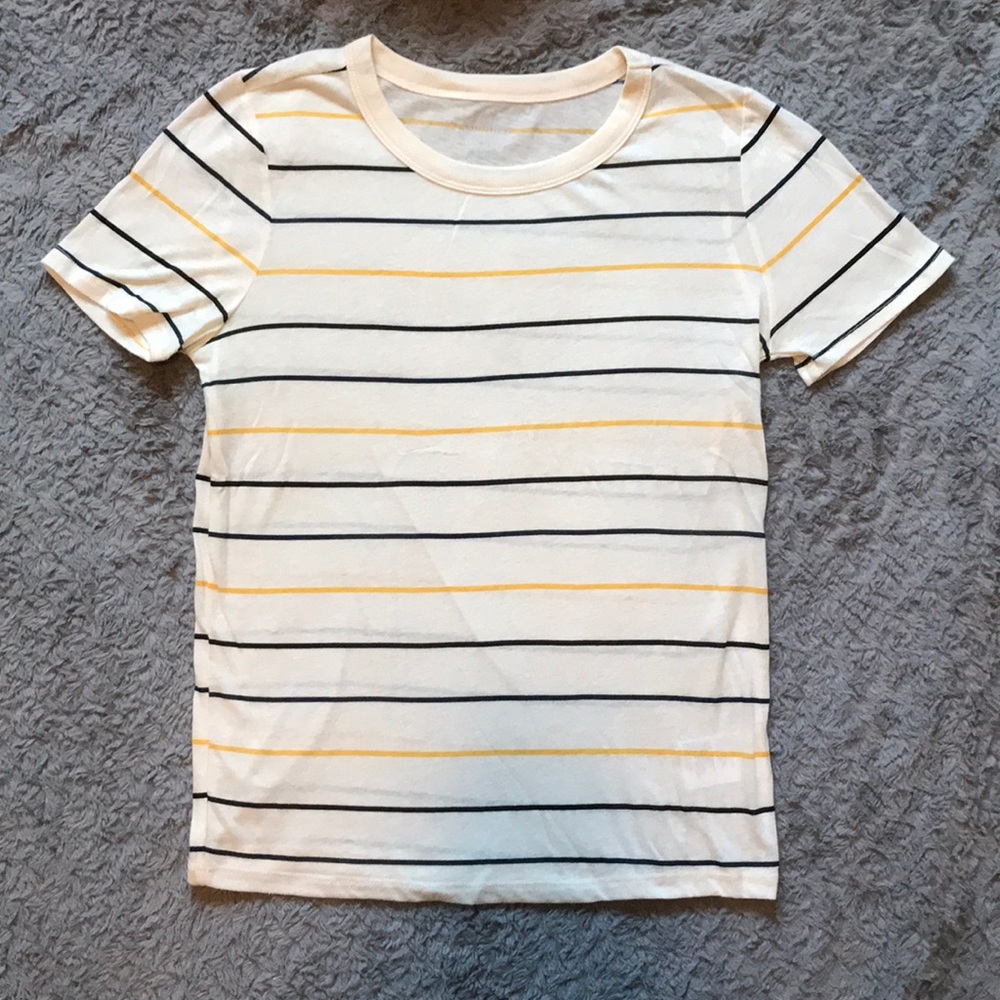 Yellow, Navy, and Black Striped Tee