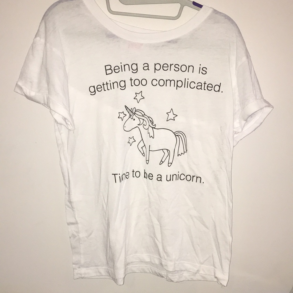 White unicorn graphic tee