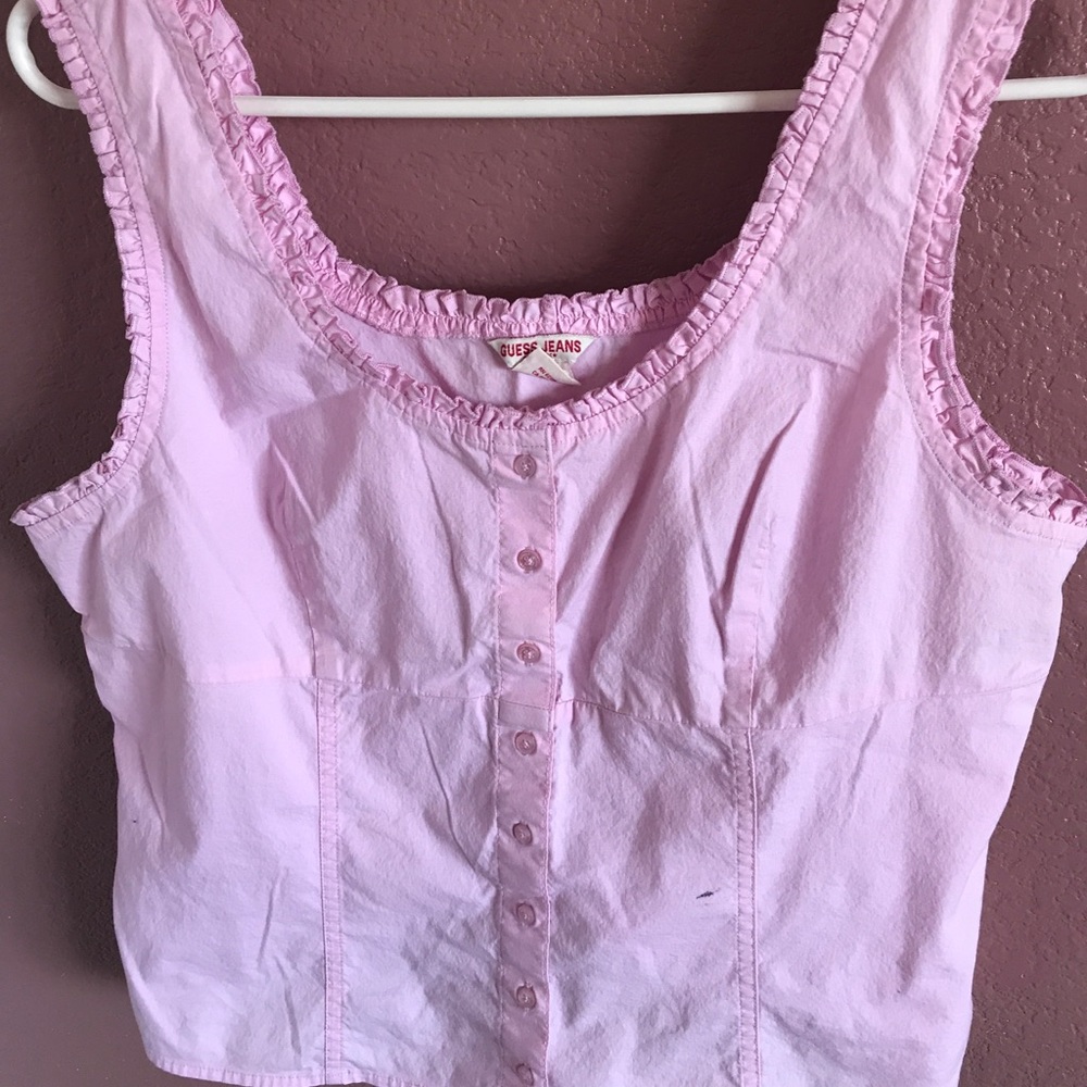 Pink button up tank