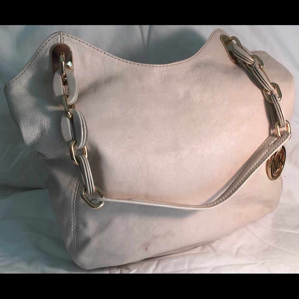 Michael Kors White Cream Leather Shoulder Bag