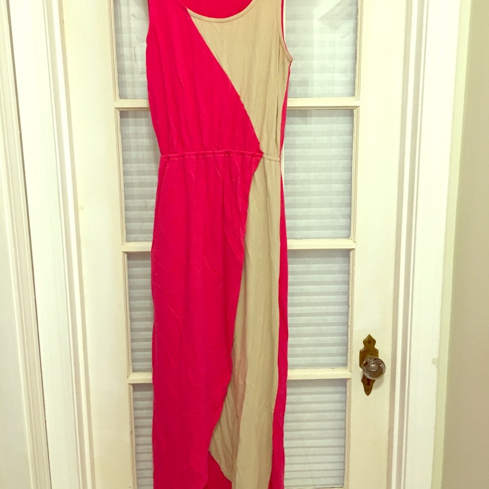 Loft pink/tan maxi dress