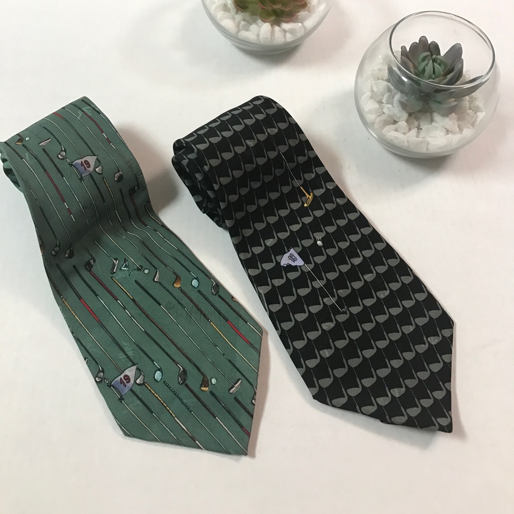 NICOLE MILLER vintage gulf black green tie bundle