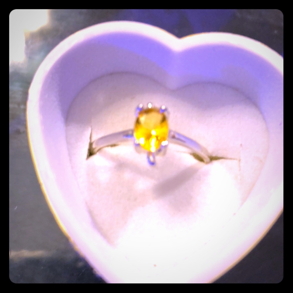 NIB sterling silver ring with yellow CZ