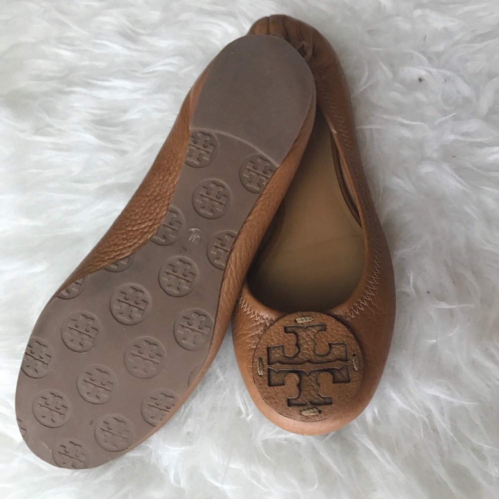 Tory Burch Brown Leather Reva Flats Size 6