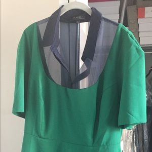 Emerald green dress with blue mesh detailing (20)