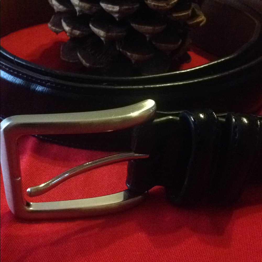 Men's Black Belt Silver Buckle