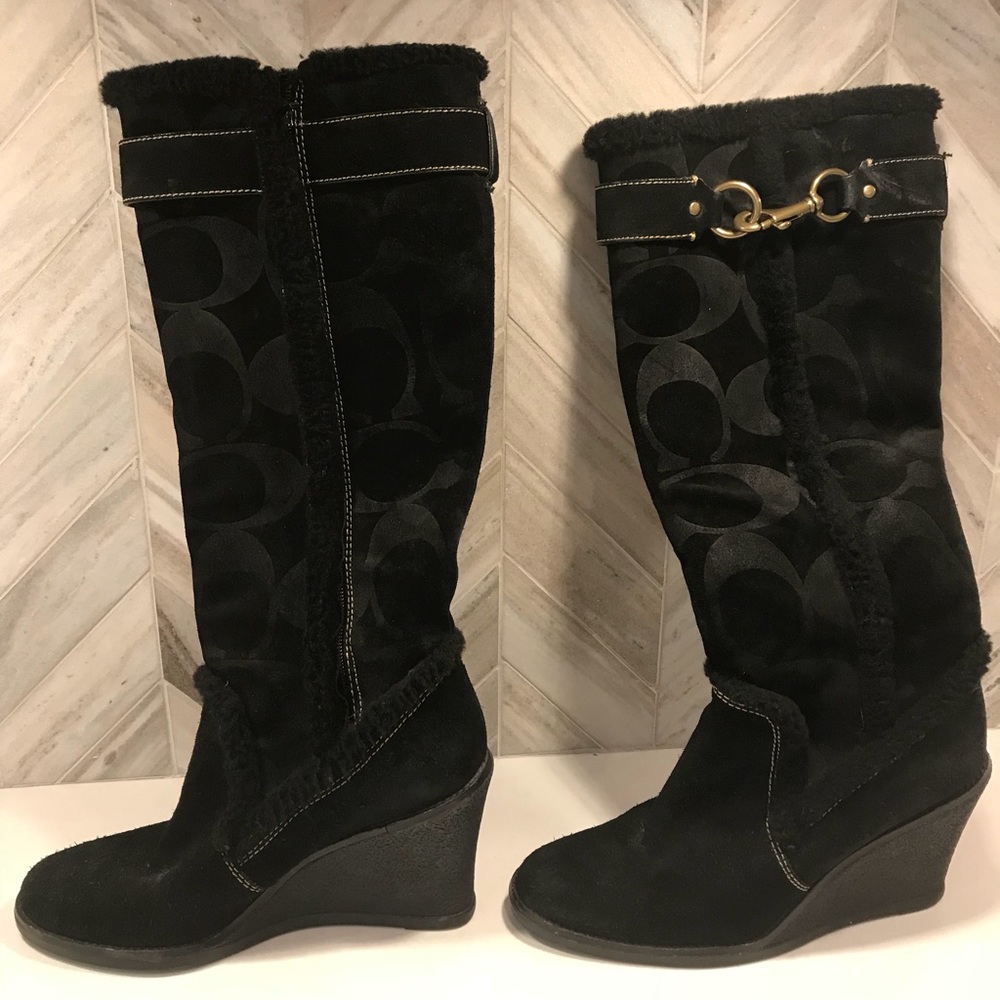 Wedged Coach fur boots.