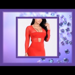 Red Mesh Arm Sexy Dress❤️💜❤️💋