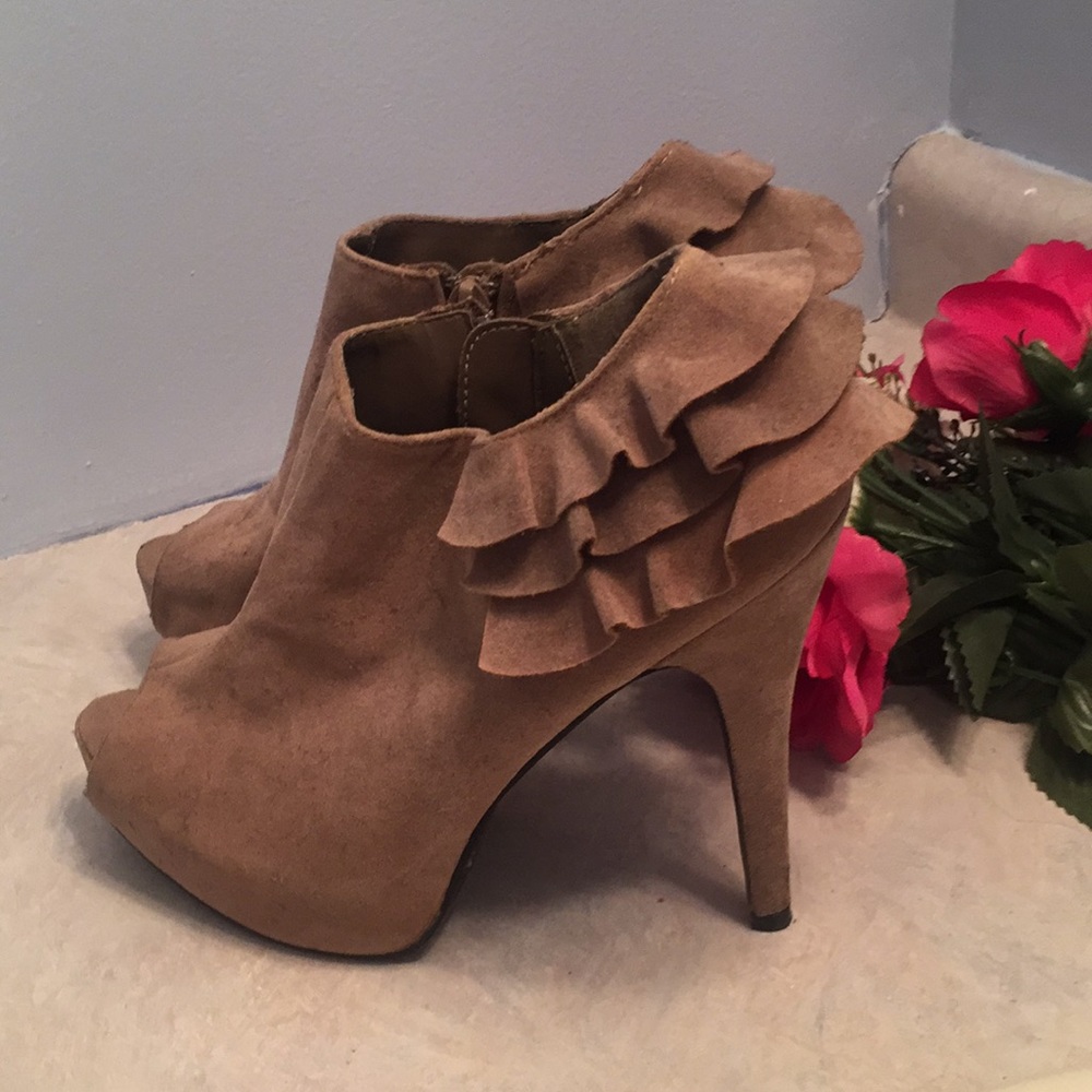 Brown Fabric Booties