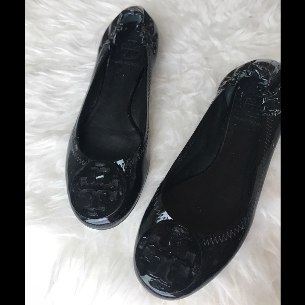 Tory Burch Reva Flats Black Patent Leather Size 6