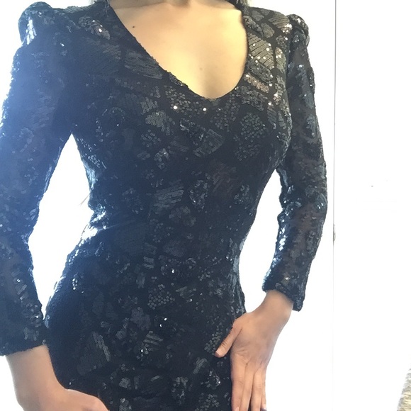 Cache sequin long sleeve cocktail party dress - Picture 2 of 5