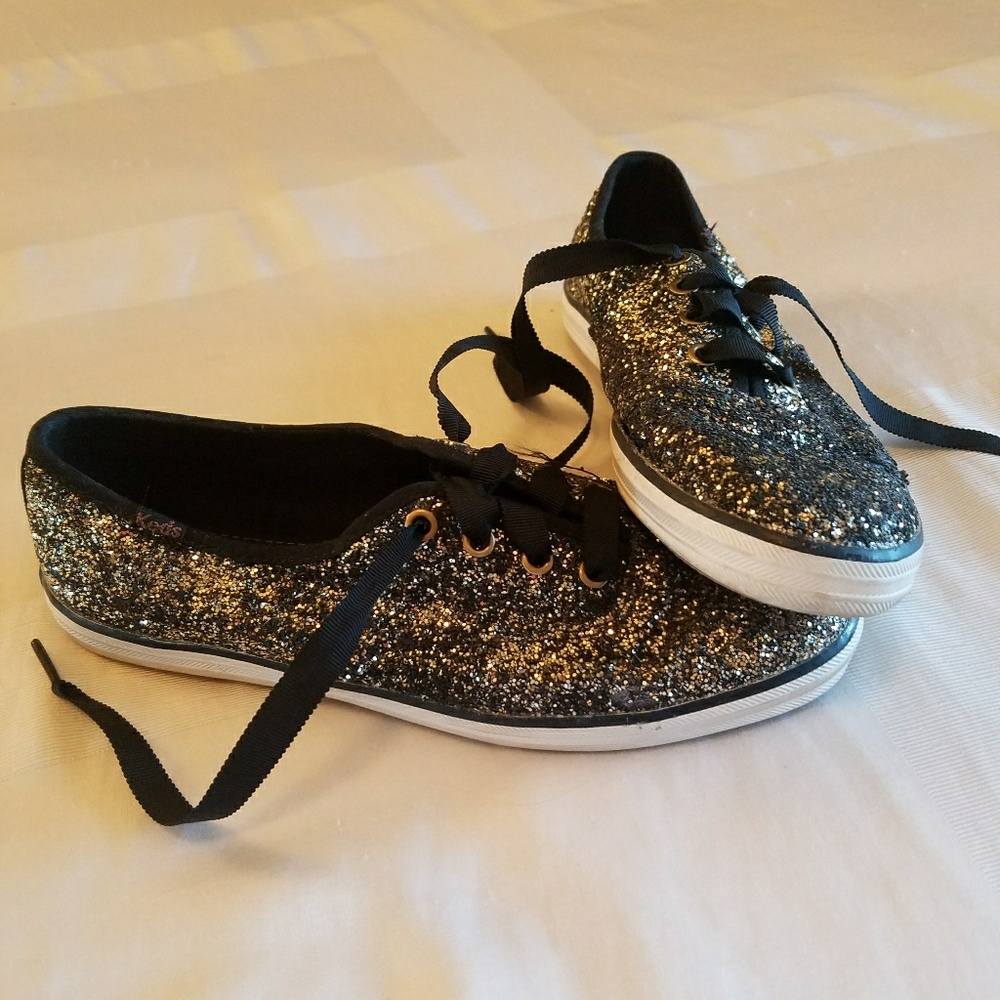 Keds black and gold glitter shoes