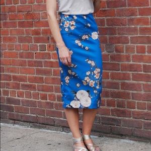 Zara Blue Floral Pencil Skirt