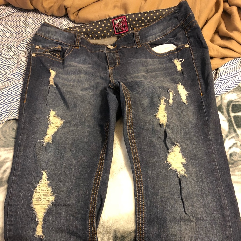 Torrid Distressed light stretch jeans